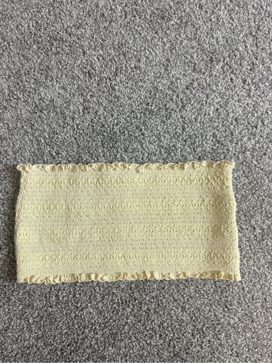 La Hearts Tops - La Hearts Pale Yellow Bandeau Style Tube Top with Ruffle Trim